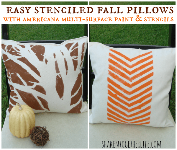 Stenciled Fall Pillows from Shaken Together