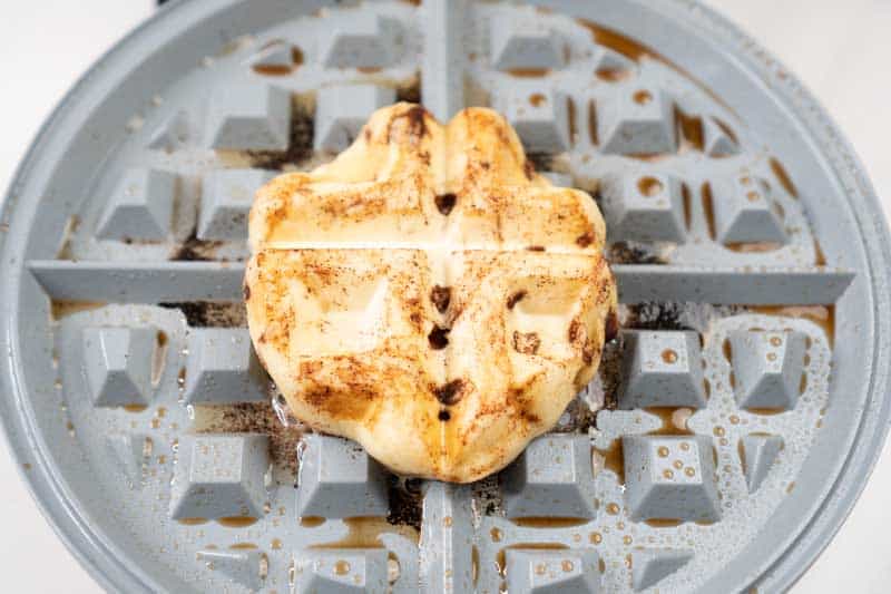 cinnamon bun on waffle maker