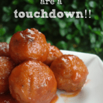 apple jelly meatballs on a white plate