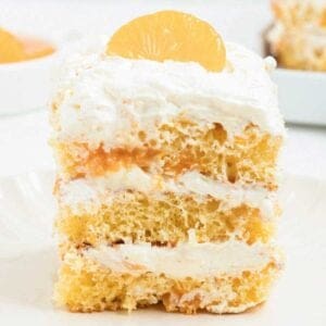 slice of pig pickin cake with orange slice on top