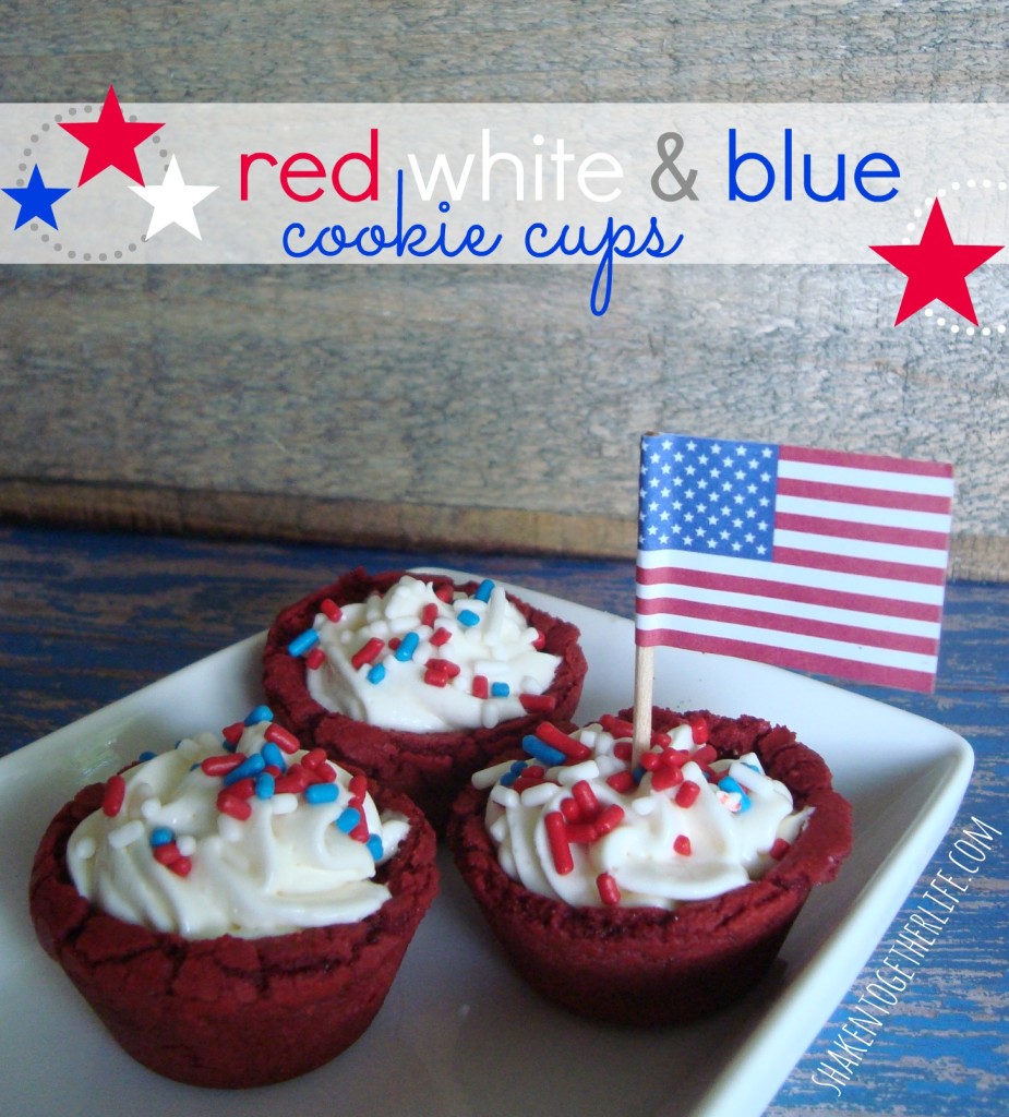 red velvet cheesecake filled patriotic cookie cups at shakentogetherlife.com