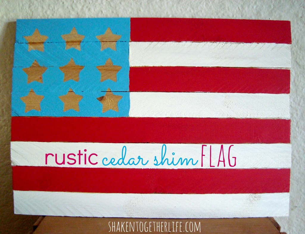 Make a rustic cedar shim flag - easy home decor at shakentogetherlife.com