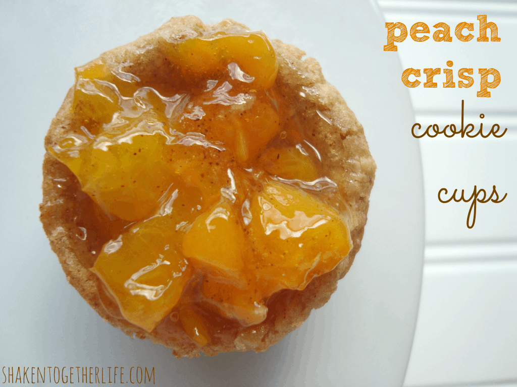 Quick peach crisp cookie cups at shakentogetherlife.com