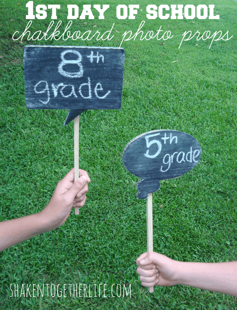 1st day of school chalkboard photo props at shakentogetherlife