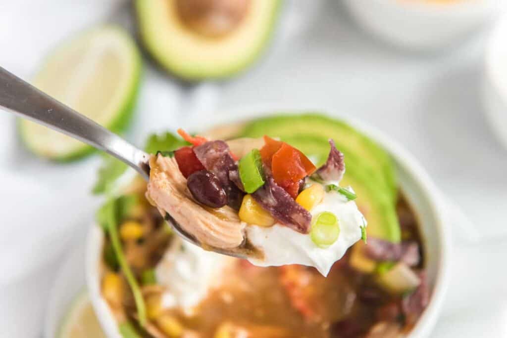 spoonful of crock pot tortilla soup d