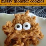 Messy monster no bake halloween cookies on a white plate