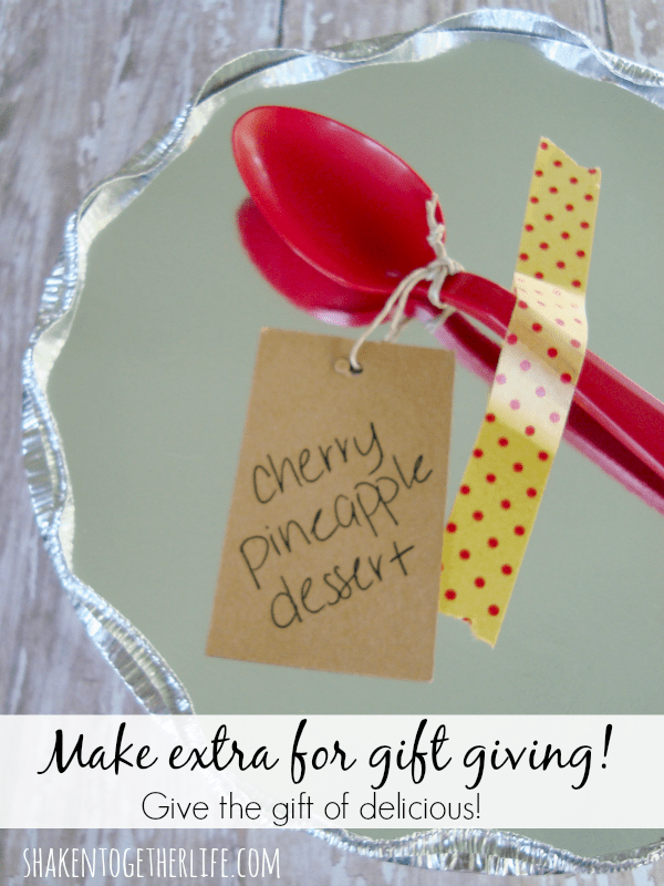 Cherry pineapple dessert makes a delicious gift! Recipe at shakentogetherlife.com #holidaybutter #shop
