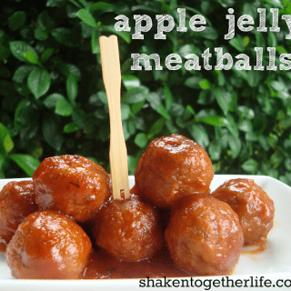 apple jelly meatballs on a white plate