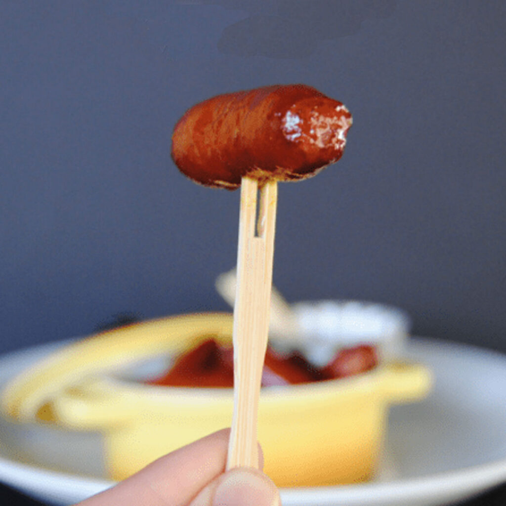 cocktail sausage on skewer