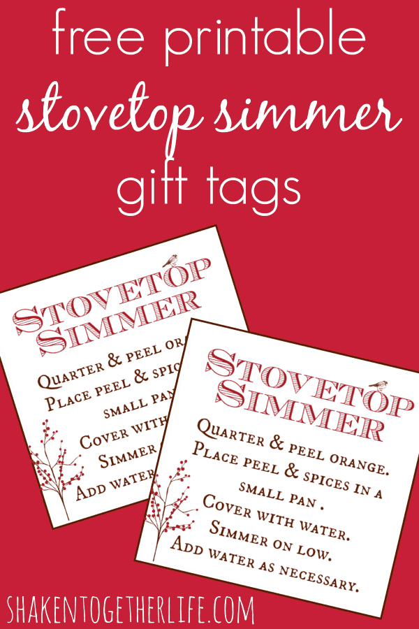 Free printable tags to attach to stovetop simmer spices - gift idea at shakentogetherlife.com