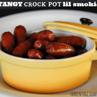 Tangy crock pot lil smokies - crowd pleaser at any party!