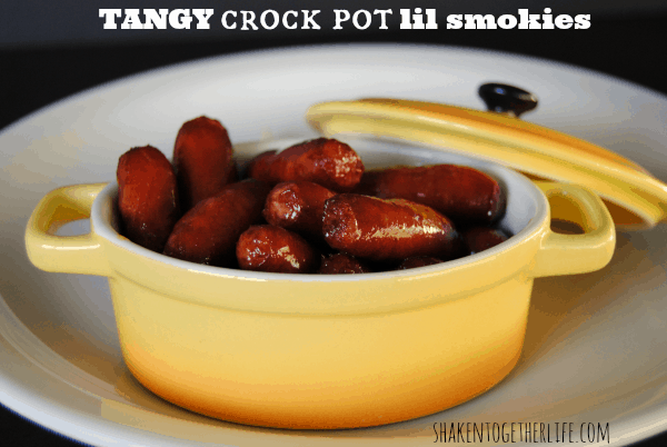 Tangy crock pot lil smokies - crowd pleaser at any party!
