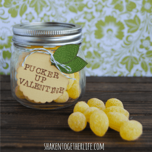 Pucker up, Valentine! Lemon drop Valentine mason jar gift!