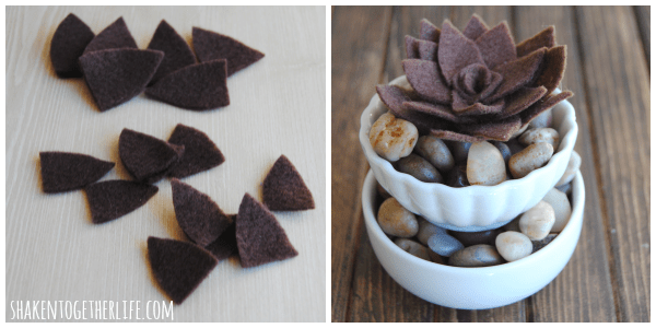 DIY felt succulent in layered bowls - no watering required!