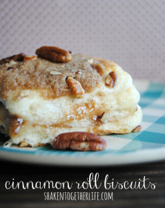 Cinnamon roll biscuits - stuffed AND topped with cinnamon sugar mixture!