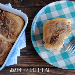 Easy pecan cinnamon rolls at shakentogetherlife.com