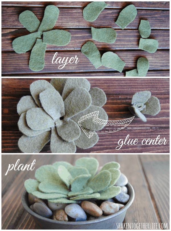 Easy tutorial for DIY felt succulents at shakentogetherlife.com