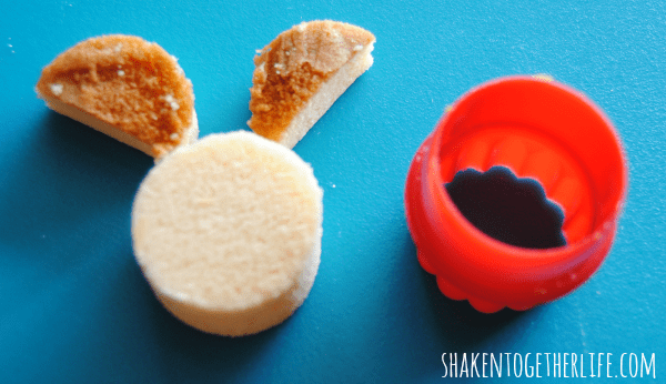 Two circles of pound cake make cute little no-bake bunny bites