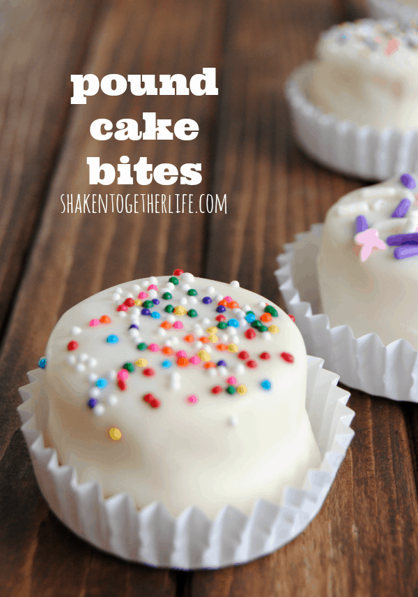 Easy no-bake pound cake bites - covered in white chocolate!