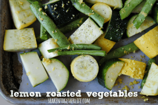 Squash, zucchini and green beans are roasted with lemon and olive oil - so simple and delicious!
