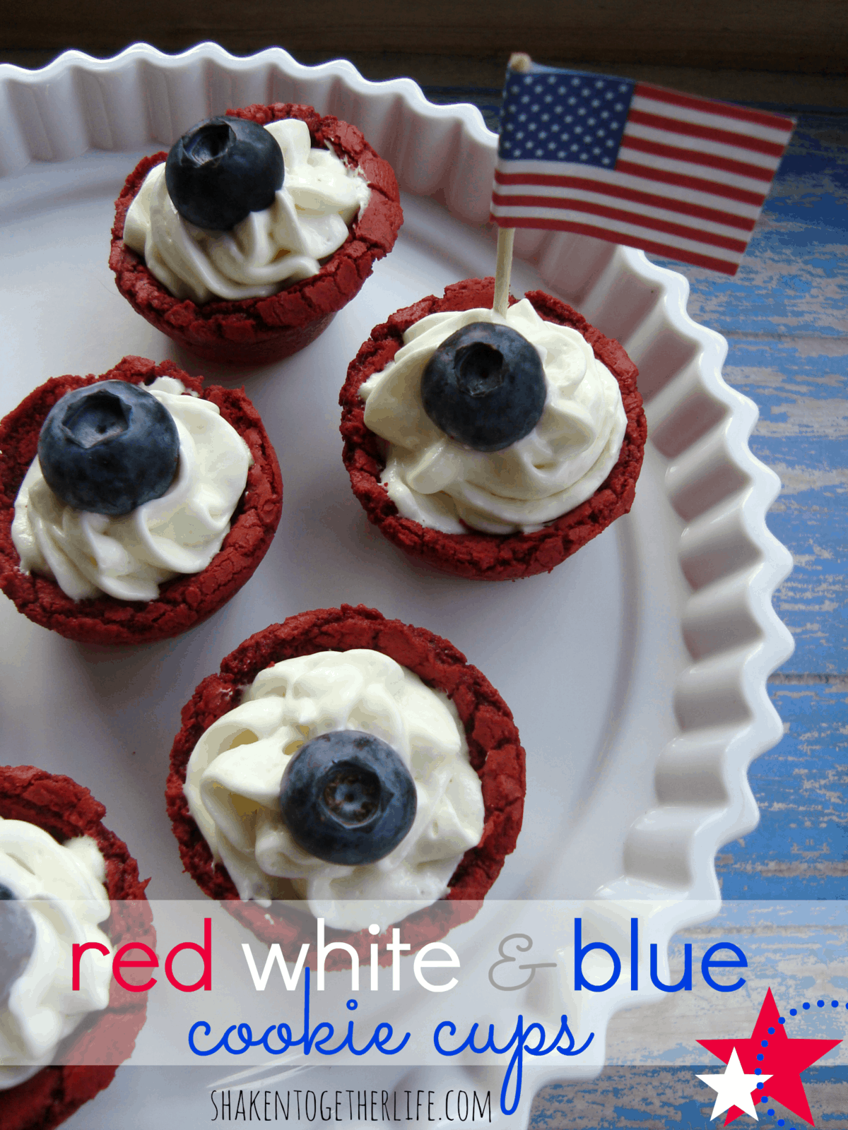 red white & blue cookie cups