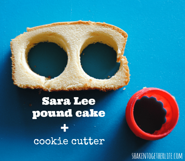 Use a small round cookie cutter to make pound cake rounds