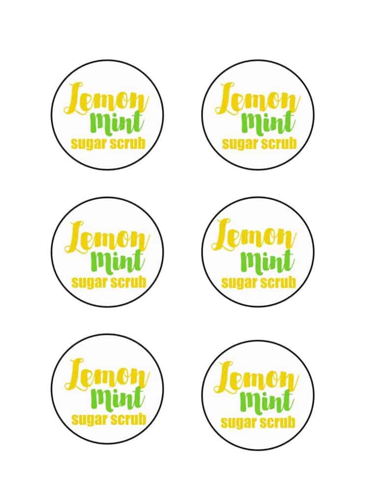 printable labels for lemon mint sugar scrub