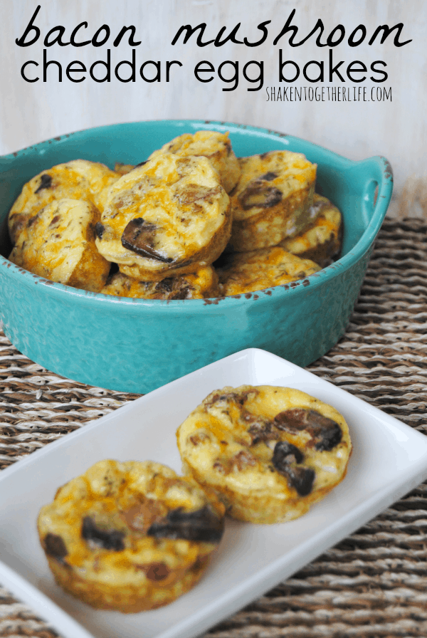 Bacon mushroom cheddar egg bakes - easy, portable and bacon!