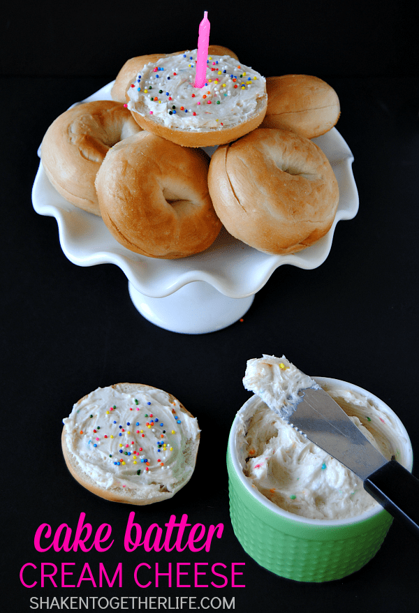 Cake Batter Cream Cheese - perfect for birthday bagels!