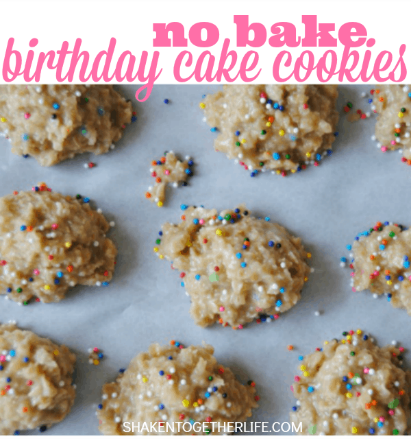 Soft and chewy no bake birthday cake cookies!