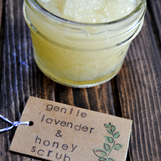 Gentle lavender honey scrub - great to soothe and moisturize dry, flaky skin!