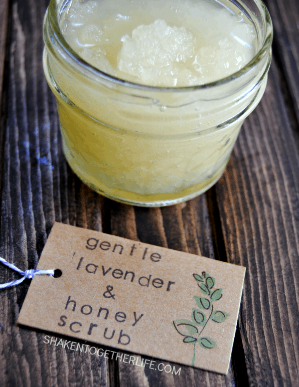 Gentle lavender honey scrub - great to soothe and moisturize dry, flaky skin!