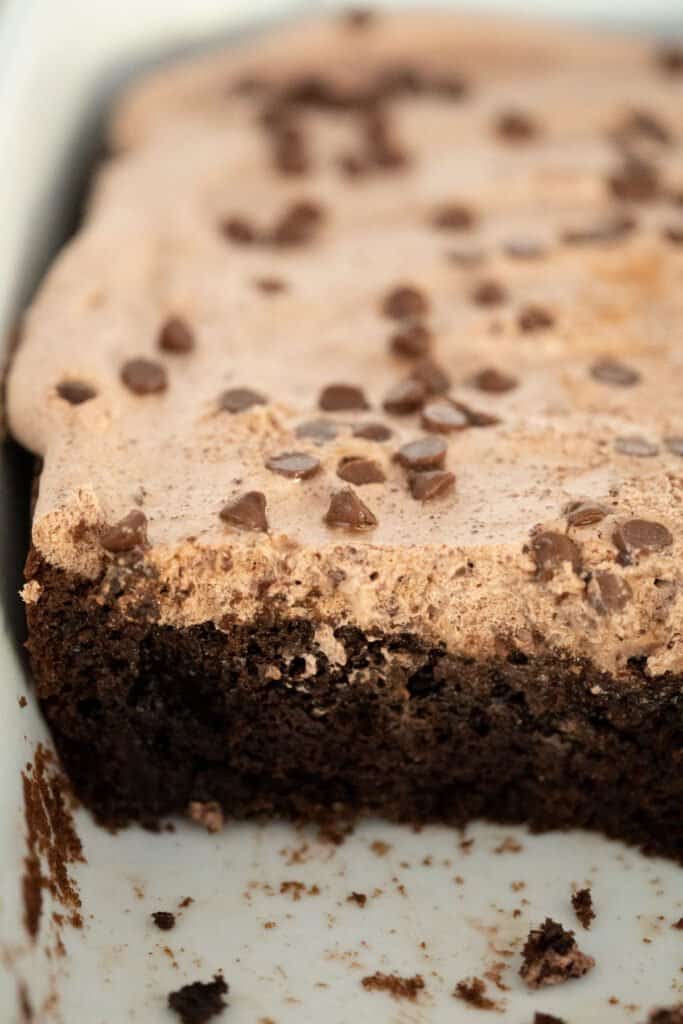 half a pan of chocolate poke cake