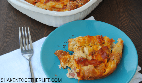 Everything bagels are the star of this easy, cheese overnight breakfast casserole!