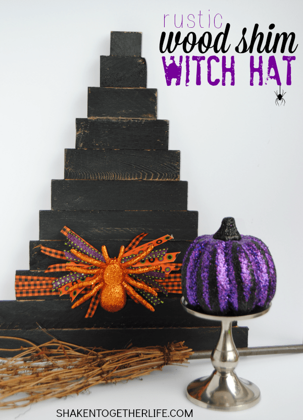 Make a rustic wood shim witch hat - easy, affordable Halloween decor!