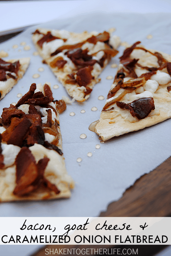 Bacon, Goat Cheese and Caramelized Onion Flatbread - awesome savory and sweet appetizer!