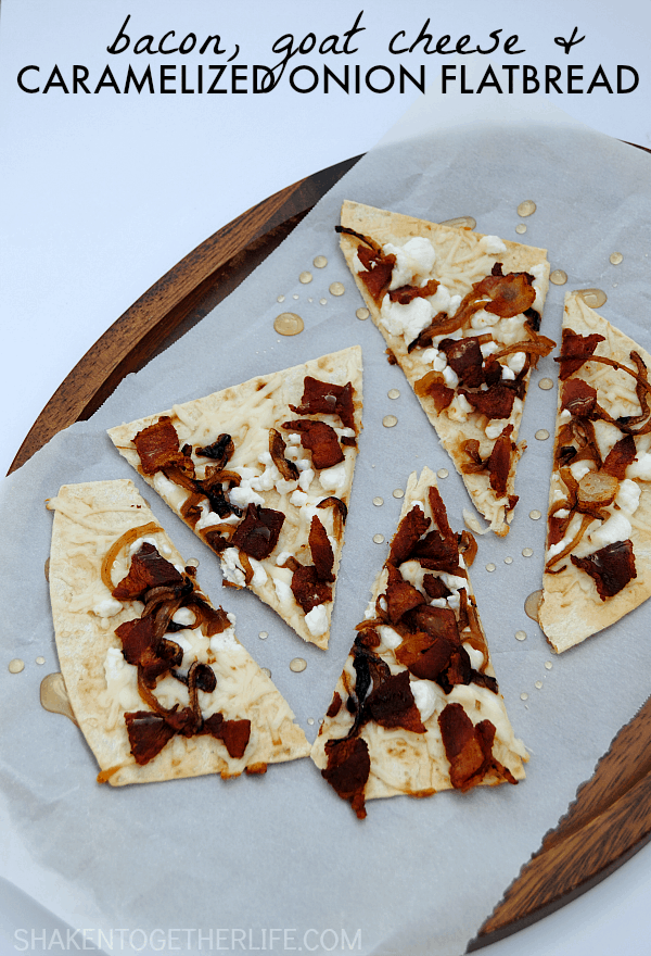 Bacon, Goat Cheese and Caramelized Onion Flatbread - awesome savory and sweet appetizer!