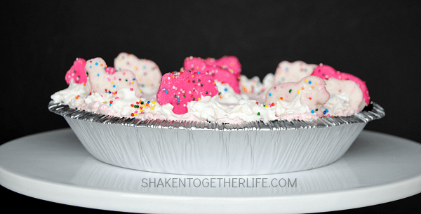 As if those pink and white cookies are delicious on their own, they totally steal the show in this circus animal cookie cheesecake pie! Bonus? It's no bake!