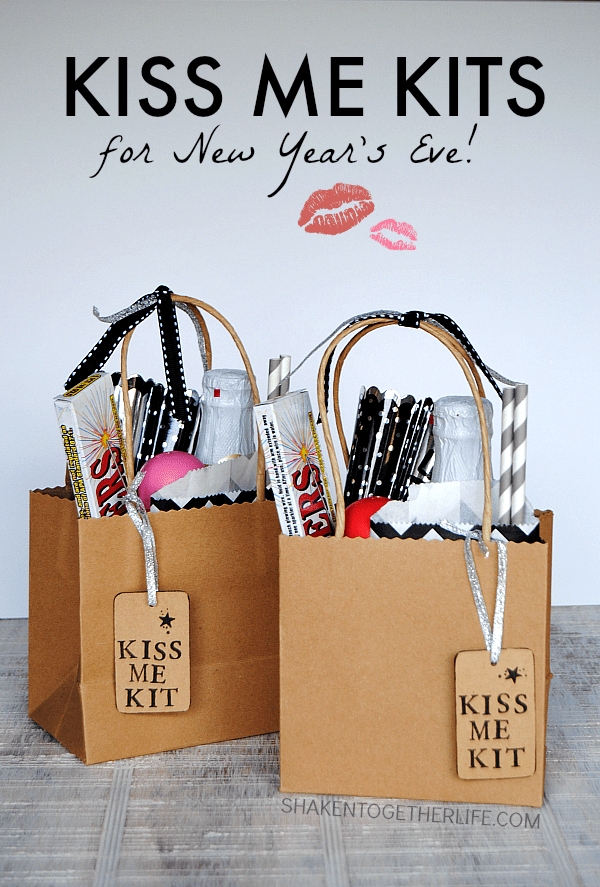 Kiss Me Kits for New Years Eve! Fill a bag or basket with everything for the perfect kiss at Midnight!