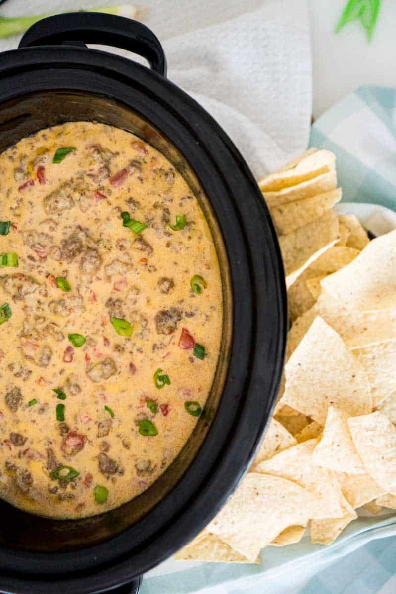 Crock Pot Ro-Tel Dip Recipe With Ground Beef and Cheese