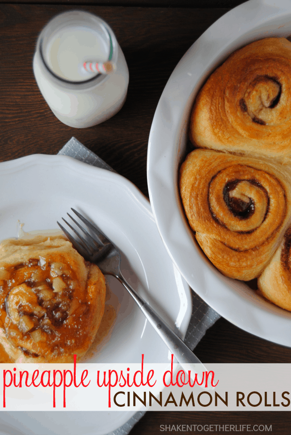 Pineapple Upside Down Cinnamon Rolls - add just 3 ingredients to refrigerated cinnamon rolls for a delicious, decadent breakfast!