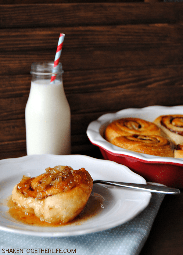 Pineapple Upside Down Cinnamon Rolls - add just 3 ingredients to refrigerated cinnamon rolls for a delicious, decadent breakfast!