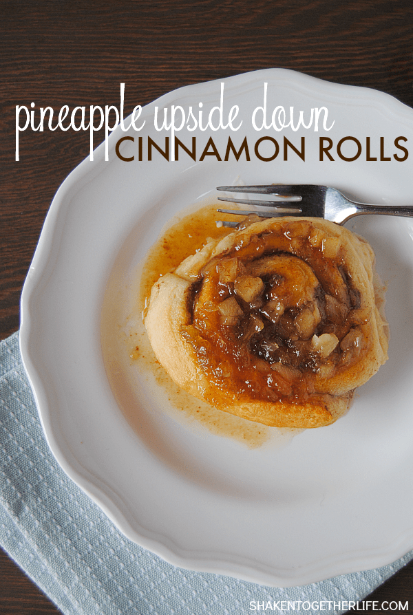 Pineapple Upside Down Cinnamon Rolls - add just 3 ingredients to refrigerated cinnamon rolls for a delicious, decadent breakfast!