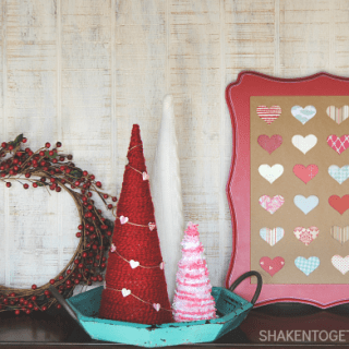 Raid your scrapbook paper stash, grab a heart shaped punch and make this Easy Valentine Heart Specimen Art! Perfect to add to your Valentine mantel or vignette!