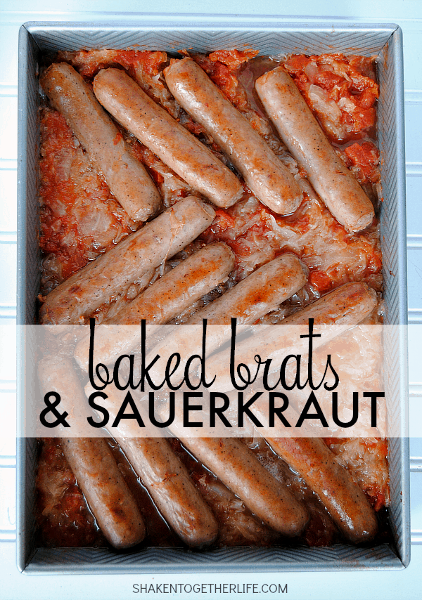 Baked Brats and Sauerkraut - an easy, comfort food dinner!