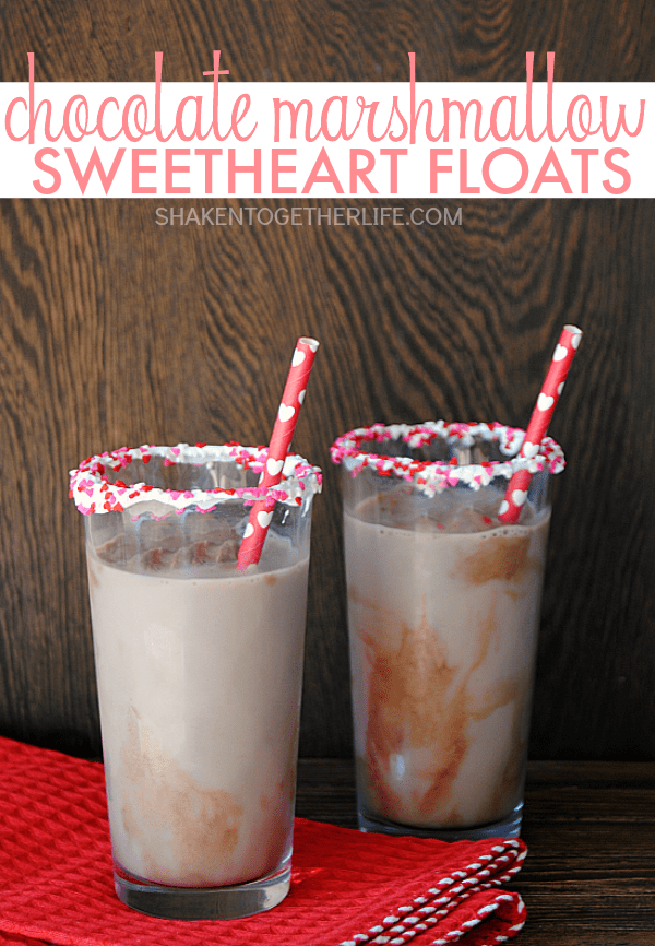 Chocolate Marshmallow Sweetheart Floats - a fun, festive treat for your sweethearts!