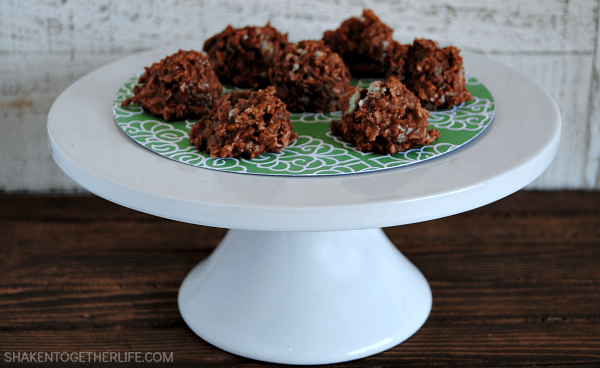 These Mint Chocolate No Bake Cookies are cooked stove top and dropped on parchment into soft delicious two bites cookies full of mint chocolate goodness!