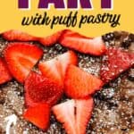 collage of Nutella tart with strawberries and recipe name overlay