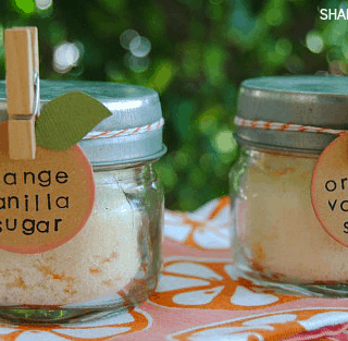 Homemade Orange Vanilla Sugar makes a sweet gift! Sugar is infused with orange essential oil, vanilla and real orange zest. SO good in hot or iced tea, sprinkled over buttered toast or used in baking recipes!