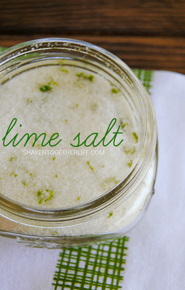 Make your own lime salt with just 3 ingredients! Perfect for margaritas, homemade tortilla chips, on a baked potato, sprinkled on roasted vegetables and more!